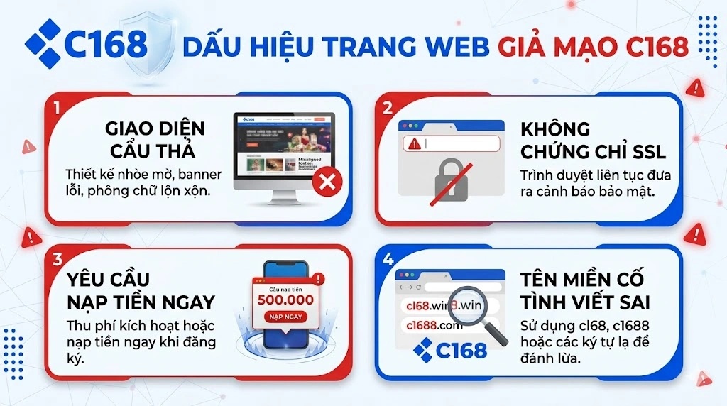 Dấu hiệu nhận biết trang web giả mạo mác C168