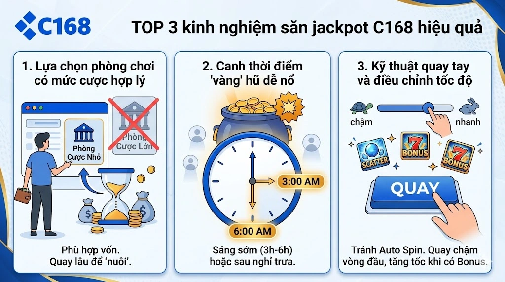 Top 3 kinh nghiệm săn jackpot C168 hiệu quả
